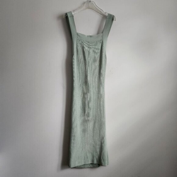 UO URBAN OUTFITTERS | Eden Square-Neck Bodycon Sweater Dress sage green sz Large - Picture 2 of 4